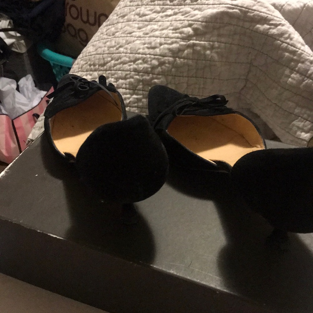 Black velvet low heels   Oxfords  ties